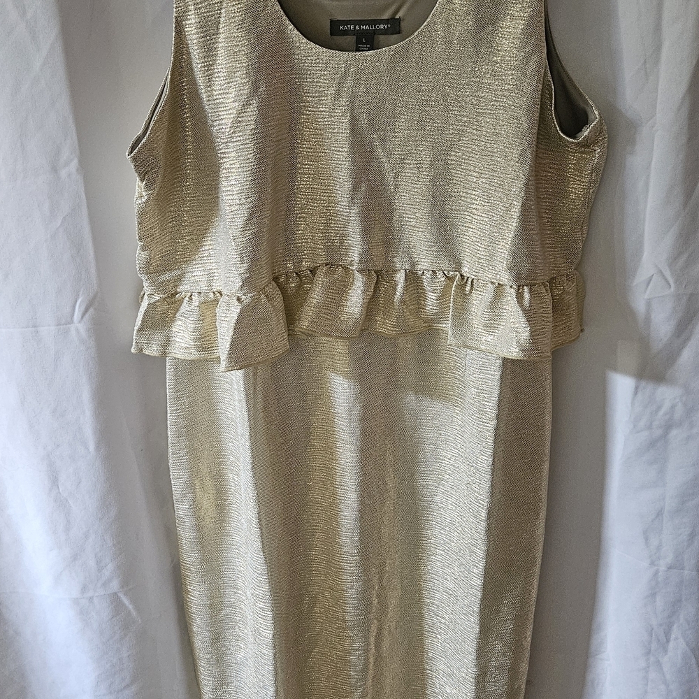 Kate & Mallory Gold Ruffle Midi Dress